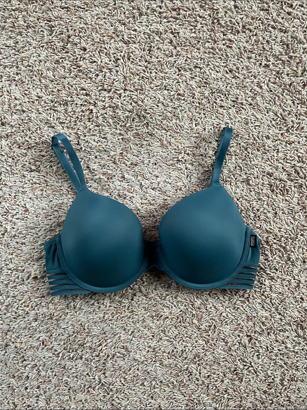 PINK Victoria Secret Teal Smooth T-Shirt Bra with Strappy Sides